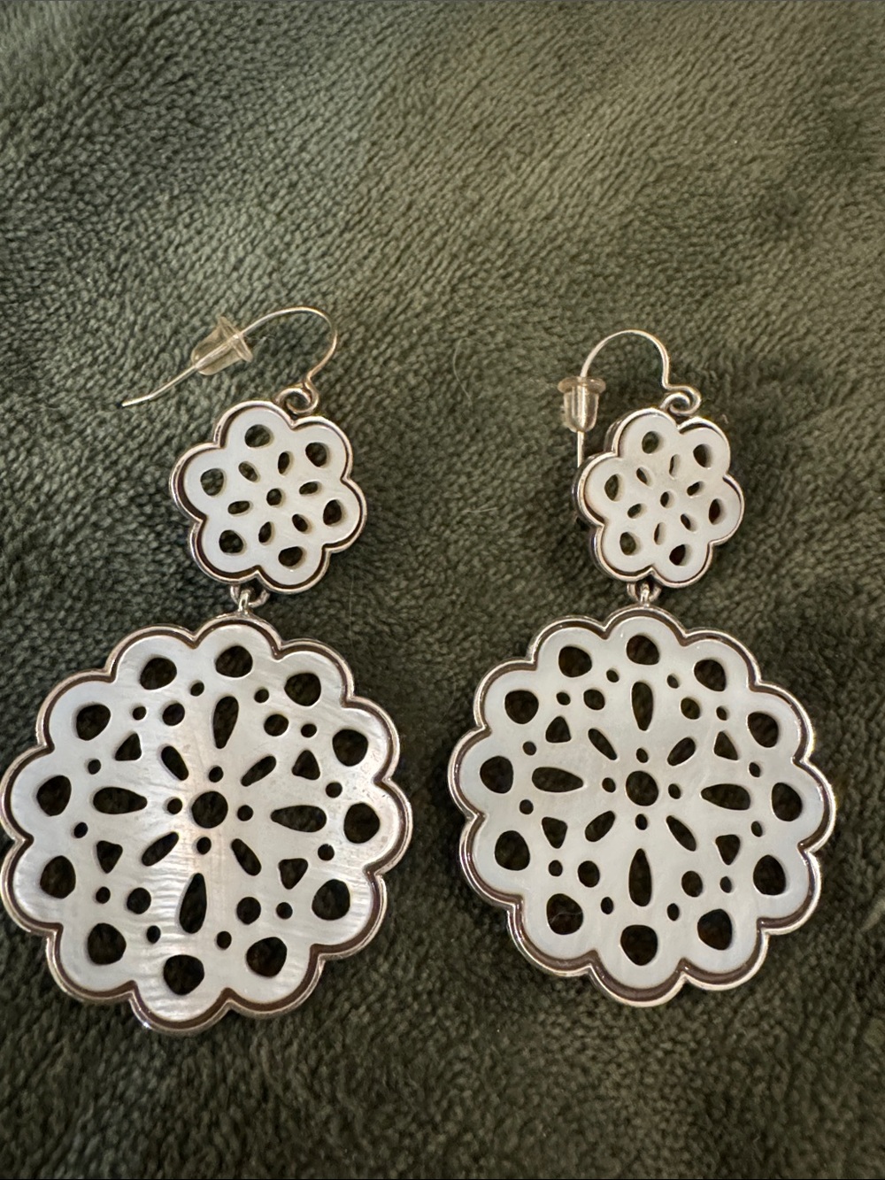Brighton White Floral Cutout Drop Earrings - Women Jewelry
